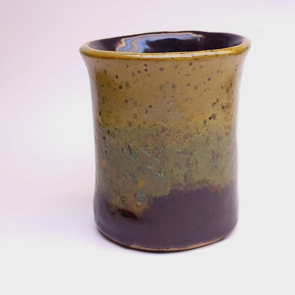 Handcrafted Mug Signed Joan G. Earthy Green Gold & Brown Glaze Finish - Picture 5 of 11